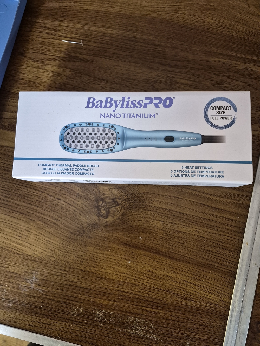BaBylissPRO Nano Titanium Compact Thermal Paddle Brush - Light Blue Bin 45